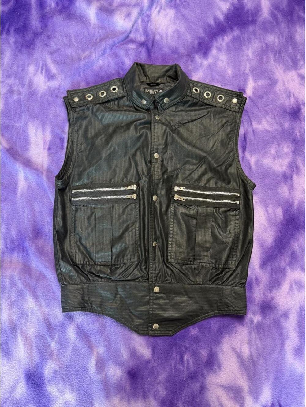 Bugle boy co vintage punk vest with zips and eyelets